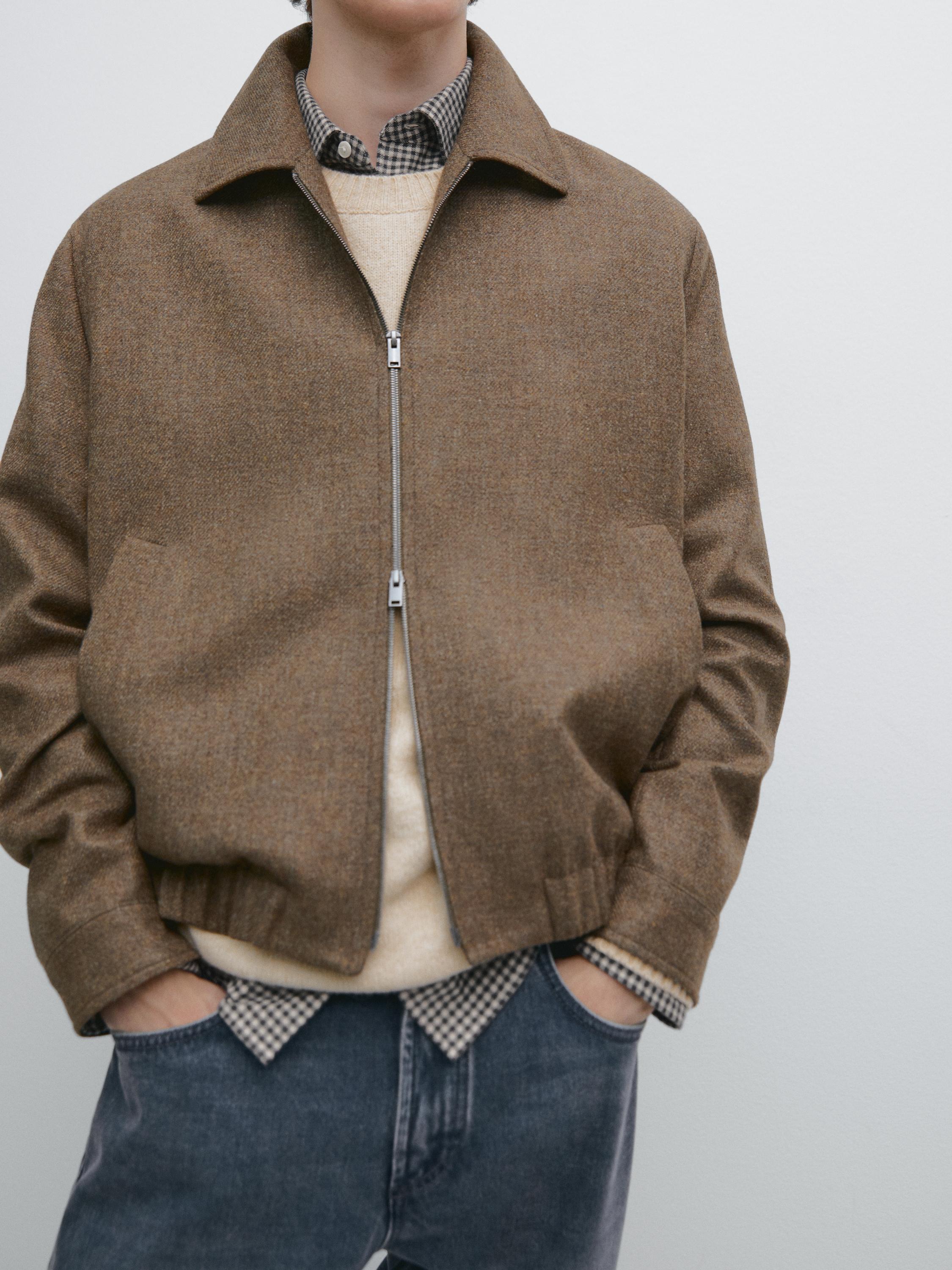 100% wool bomber jacket with zip